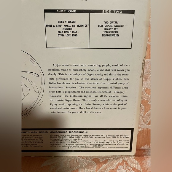 🎻 Vintage Gypsy Violins Of Bela Babka 1960 Folk World Country Vinyl Record 🎻 - Picture 6 of 7